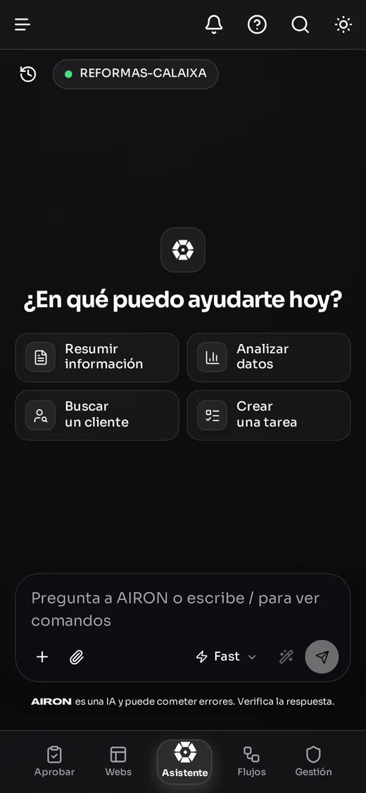 El asistente de AIRON en el móvil