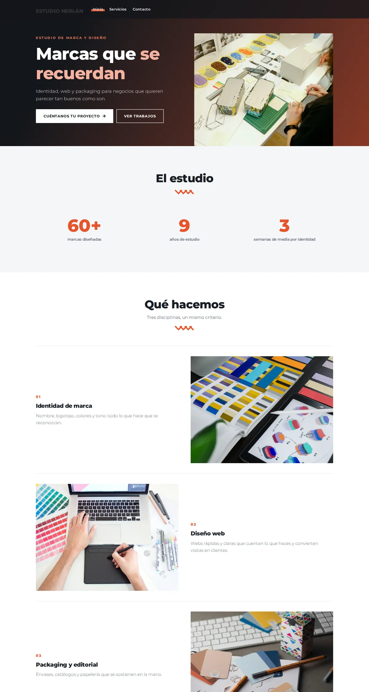 Web de ejemplo de Estudio Nerlán hecha con el estilo Aivo de Web Studio